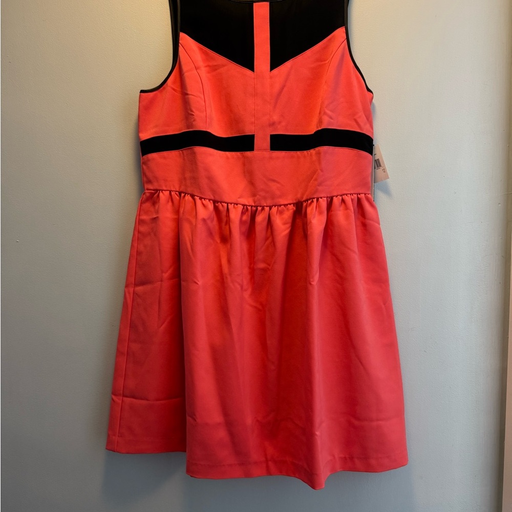 Kensie Orange Pleated A-Line Sundress
